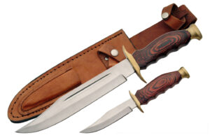 Hunting Stainless Steel Blade | Wooden Handle 2 Piece Knife Set