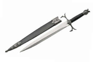 Skull Stainless Steel Blade | Black Plastic Handle 12.5 inch Dagger Knife