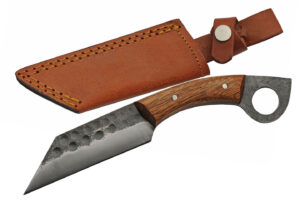 Ring Seax Carbon Steel Blade | Wooden Handle 9.5 inch Edc Hunting Knife