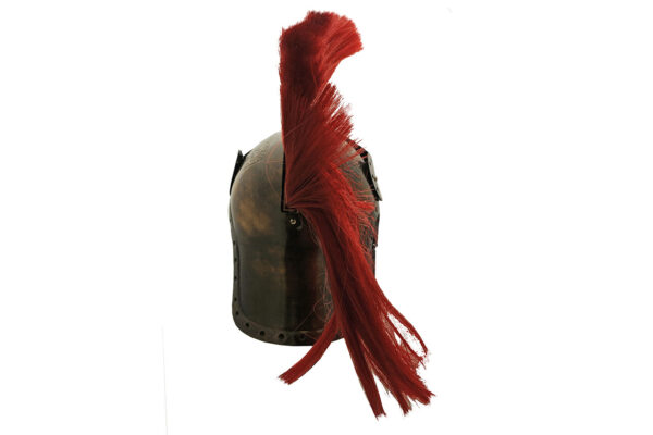 Roman Red Plumed Brass Finish 20 Guage Cold Steel Queen Guard’s Helmet