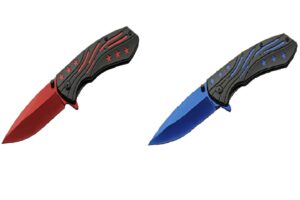 4.5″ Red Blue Stars Folding Knife Stainless Steel Blade